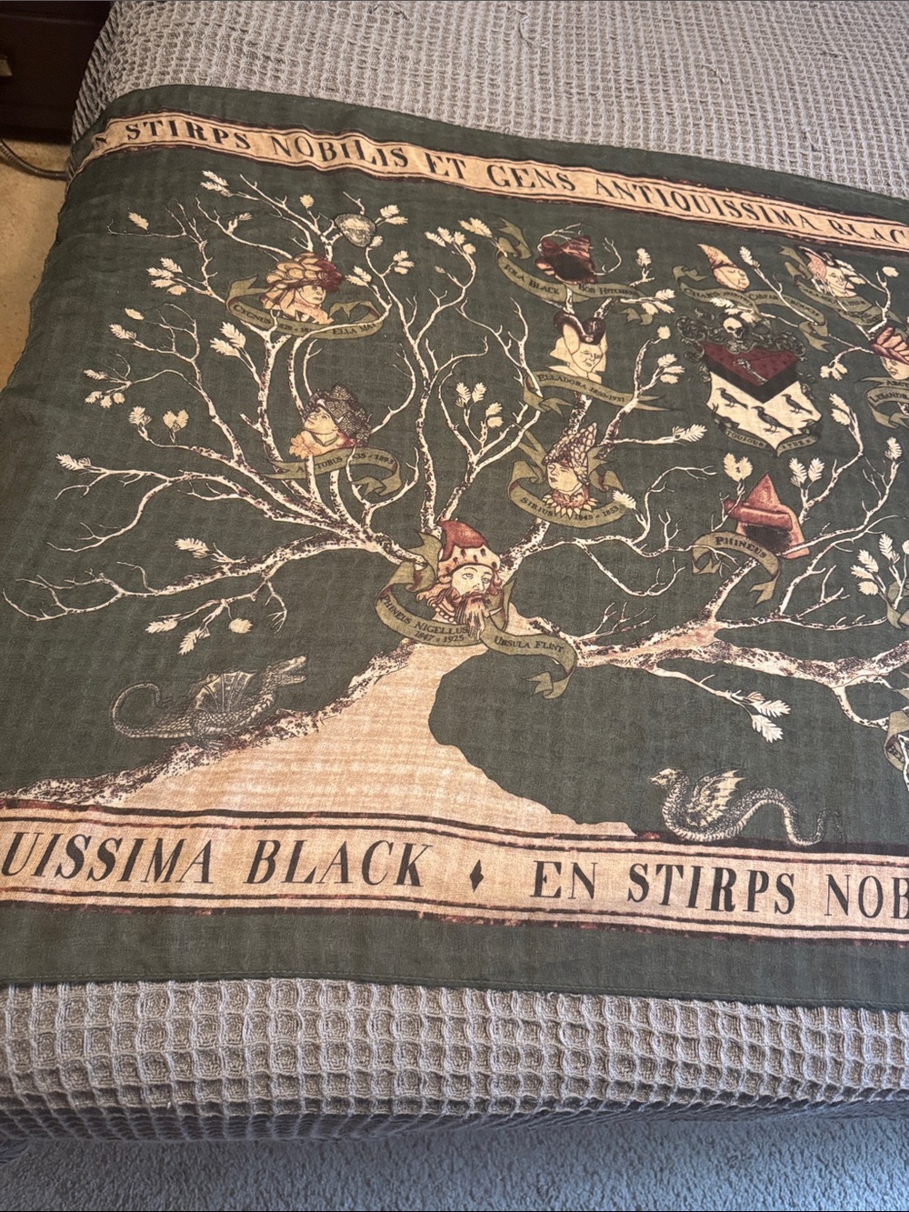 Rare! Black Family Tree lightweight scarf
